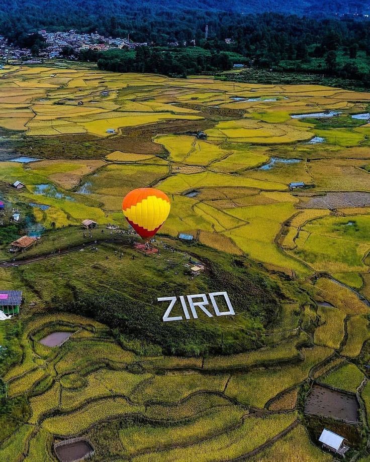 Misty pine hills and Apatani tribal villages in Ziro Valley, Arunachal Pradesh